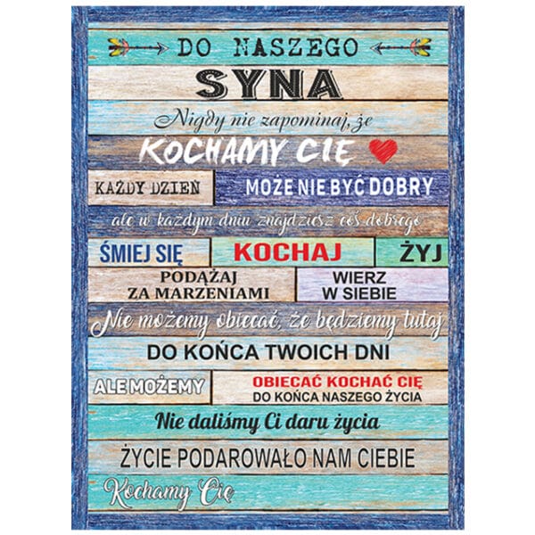 Koc dla syna " Kocham Cię"