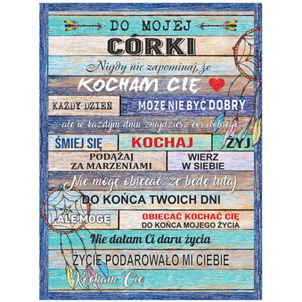 Koc dla córki od mamy "Kocham Cię"