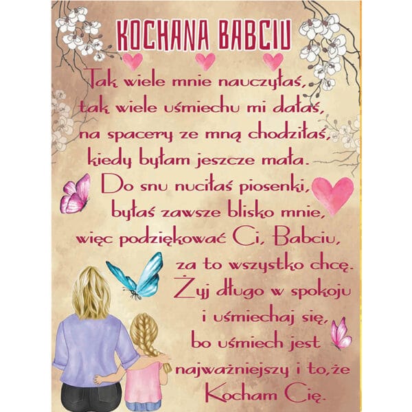 Koc od wnuczki dla Babci " Kochana Babciu"