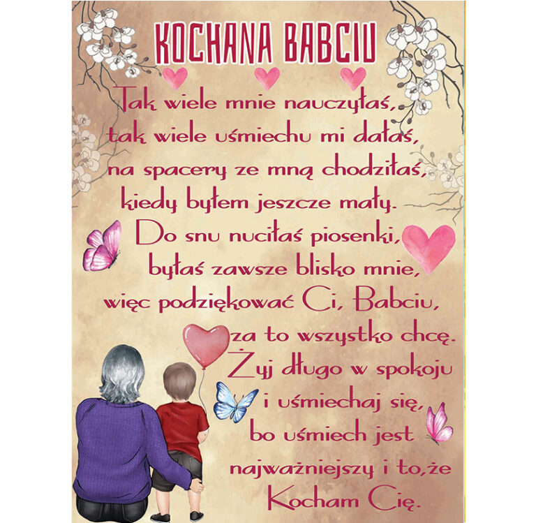 Koc od wnuka dla Babci " Kochana Babciu"